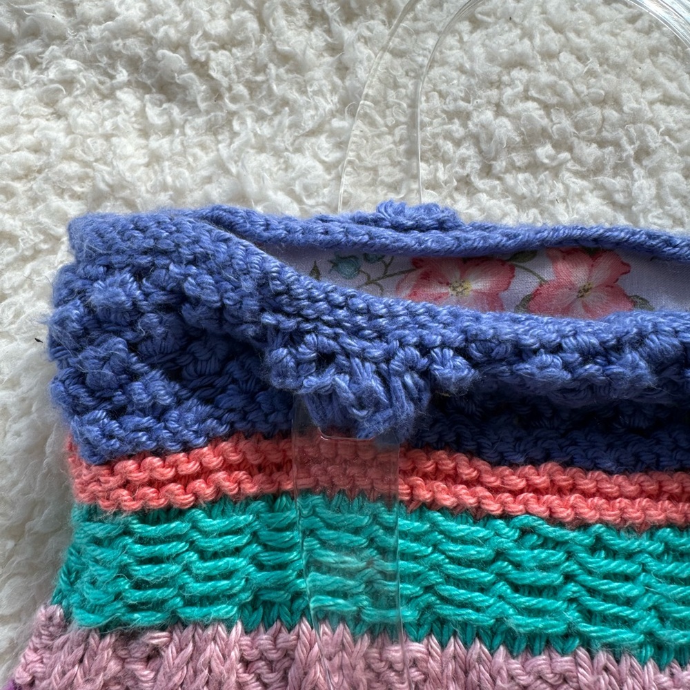Colorful Striped Knit Handbag with Clear Handle - Picture 7 of 8